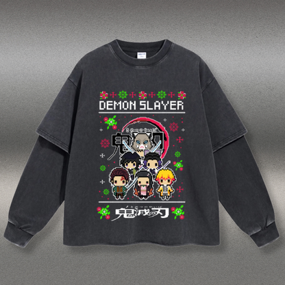 Retro Long Sleeve Demon Slayer Tee