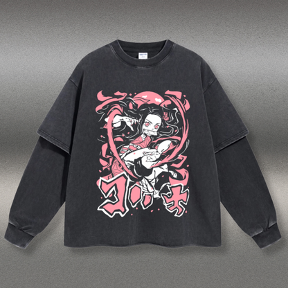 Retro Long Sleeve Kamado Nezuko Tee