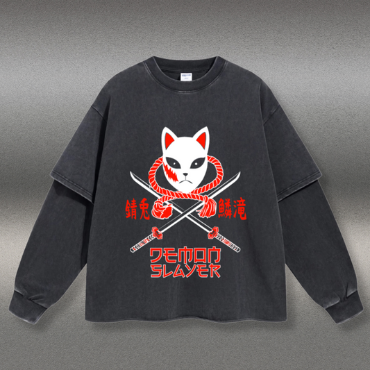 Retro Long Sleeve Demon Slayer Tee