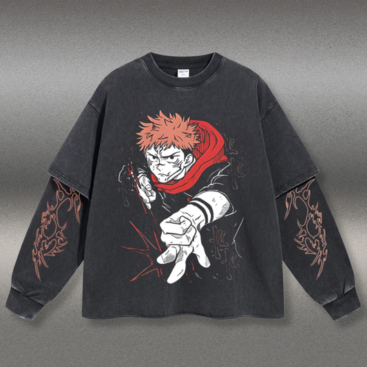 Retro Long Sleeve Yūji Itadori Tee