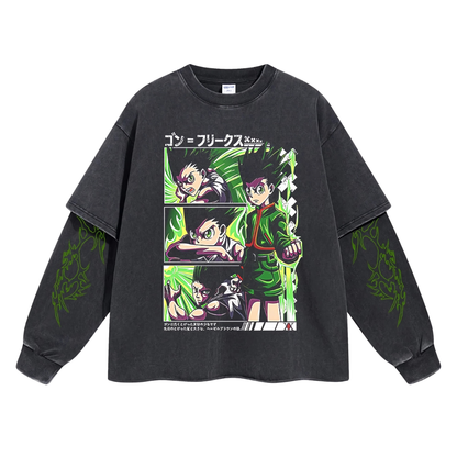 Retro Long Sleeve Freecss Gon Tee