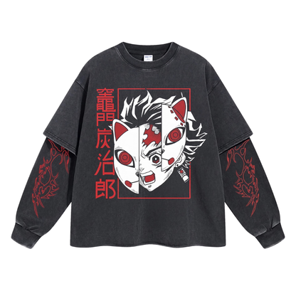 Retro Long Sleeve Kamado Tanjiro Tee