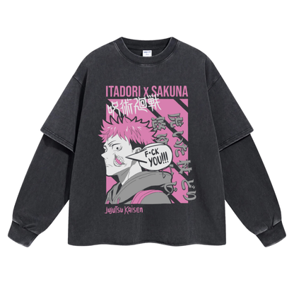 Retro Long Sleeve Itadori Vs Sukuna Tee