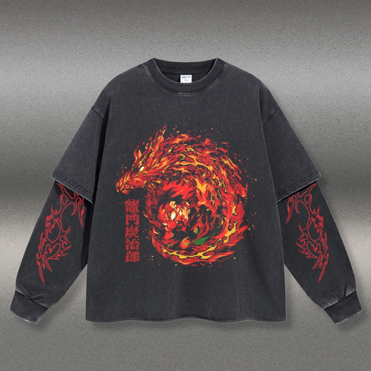 Retro Long Sleeve Kamado Tanjiro Tee