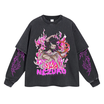 Retro Long Sleeve Kamado Nezuko Tee