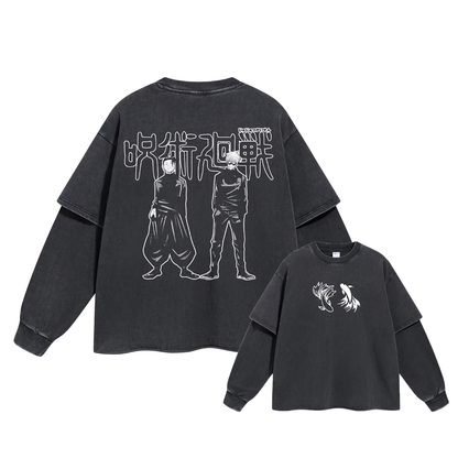 Retro Long Sleeve Suguru Geto And Satoru Gojo Tee