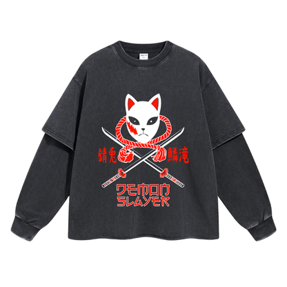 Retro Long Sleeve Demon Slayer Tee