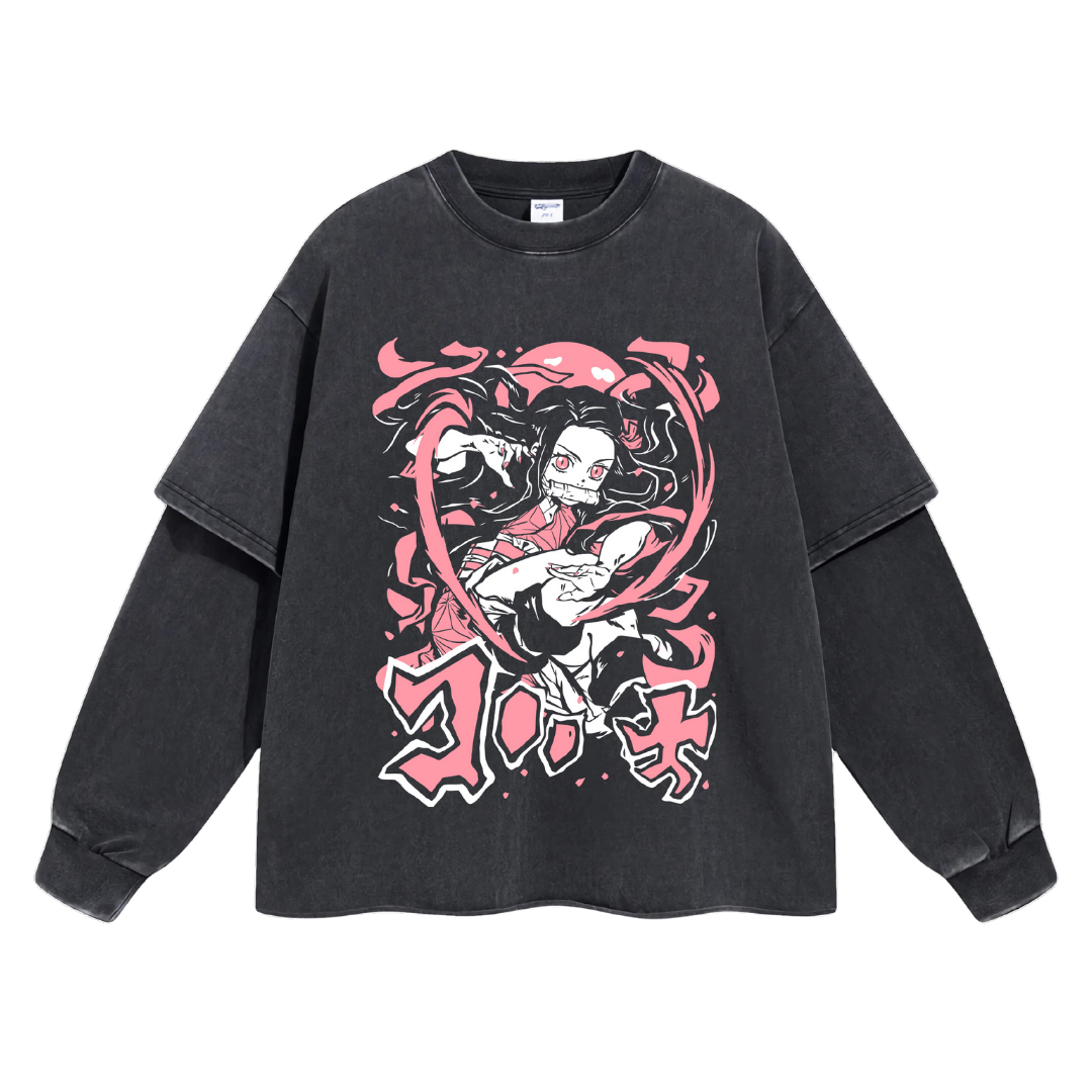 Retro Long Sleeve Kamado Nezuko Tee