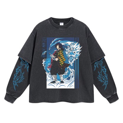 Retro Long Sleeve Giyū Tomioka Tee