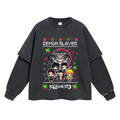 Retro Long Sleeve Demon Slayer Tee