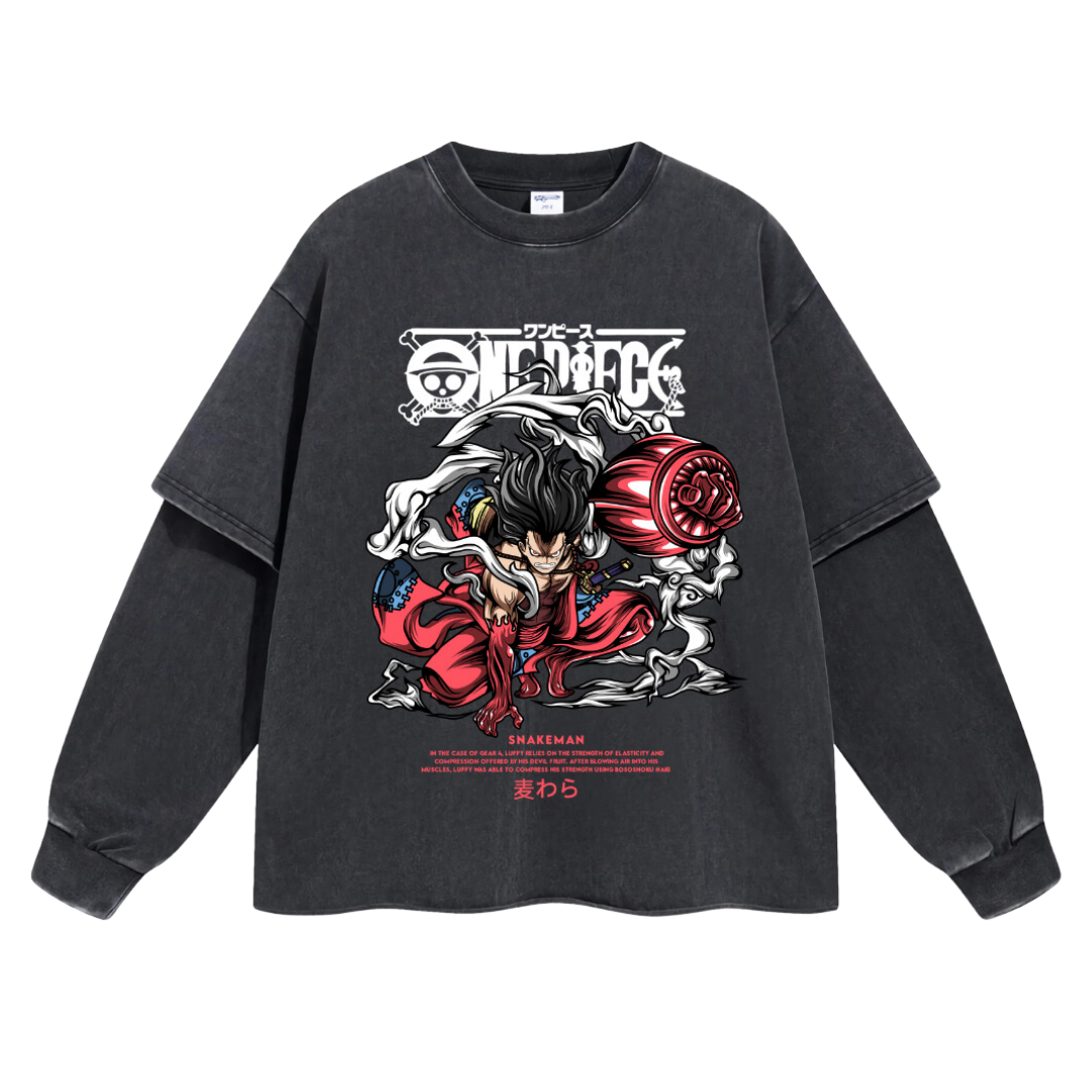 Retro Long Sleeve Luffy Snakeman Tee