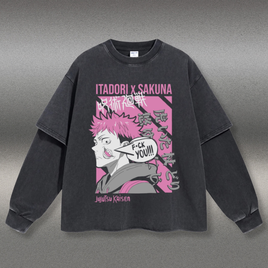 Retro Long Sleeve Itadori Vs Sukuna Tee