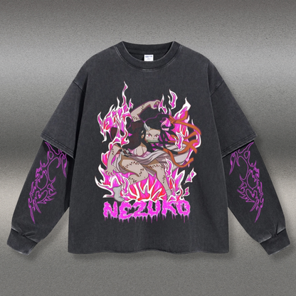 Retro Long Sleeve Kamado Nezuko Tee