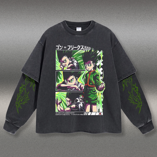 Retro Long Sleeve Freecss Gon Tee