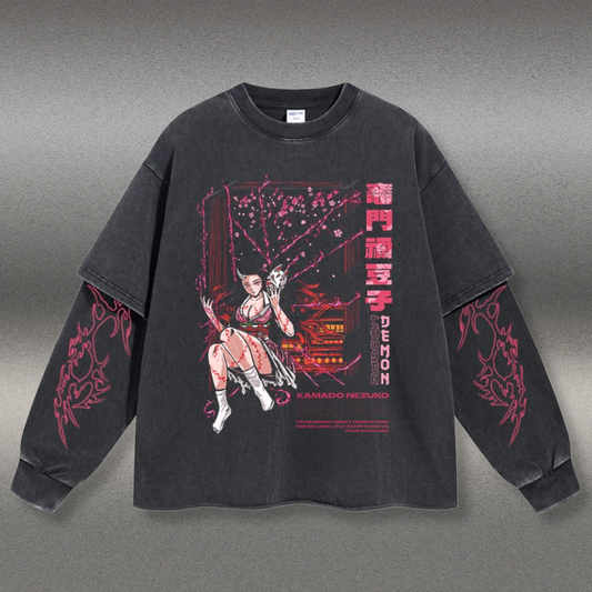 Retro Long Sleeve Kamado Nezuko Tee