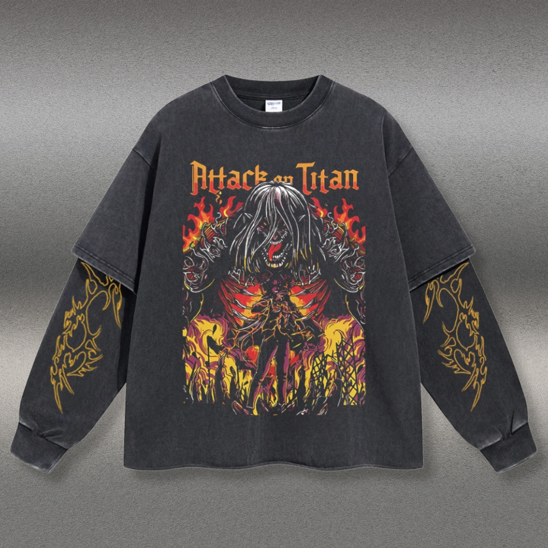 Retro Long Sleeve Attack On Titan Tee