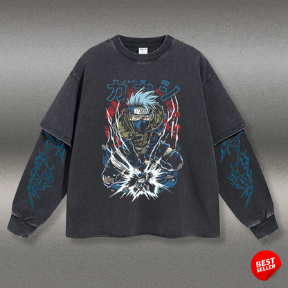 Retro Long Sleeve Kakashi Hatake Tee